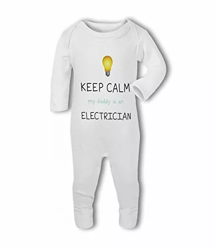 Electrician - Keep Calm my Daddy is a funny - Baby Romper Suit by BWW Print Ltd