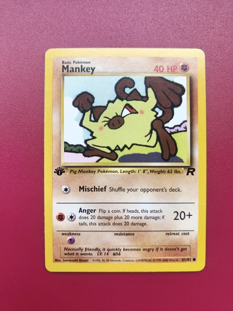 Pokémon TCG Mankey Team Rocket 1st Edition Common 61/82 - Near Mint NM