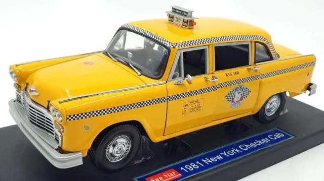 1981  Nyc Checker Taxi Cab Yellow 1:18 New In Box.