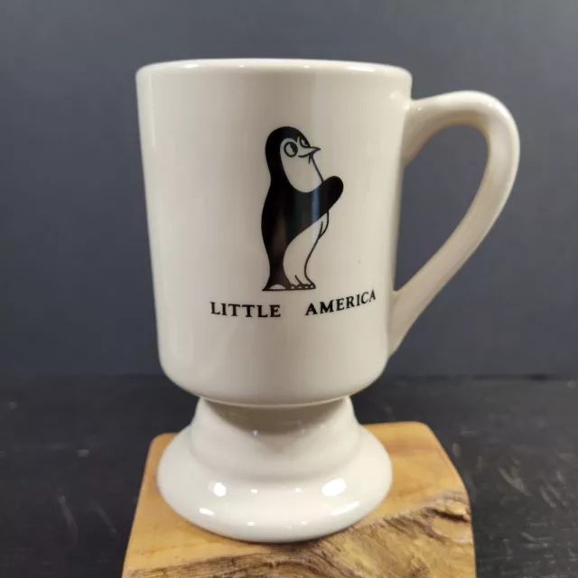 Vintage Little America Hotel Penguin Logo Footed Pedestal Coffee Mug Ceramic