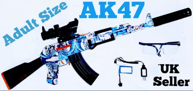 Electric Automatic AK47 Gel Blaster Gun Eco-friendly Water Bead 1k Ammo Gift Uk