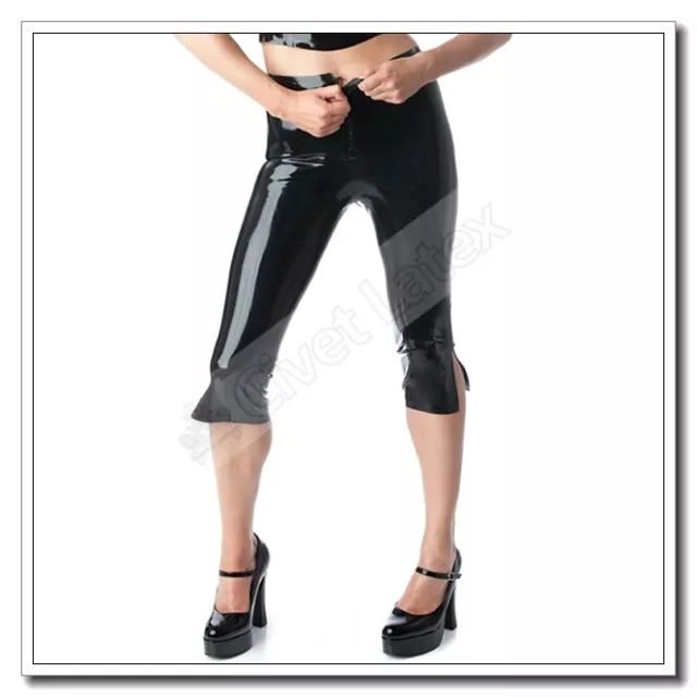 Latex Trousers Rubber Pants for Women Flared Metallic Blue Customized 0.4mm  F89