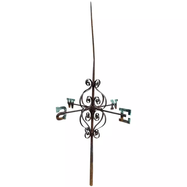 19th Century Wrought Iron Weathervane Directional with Scrollwork
