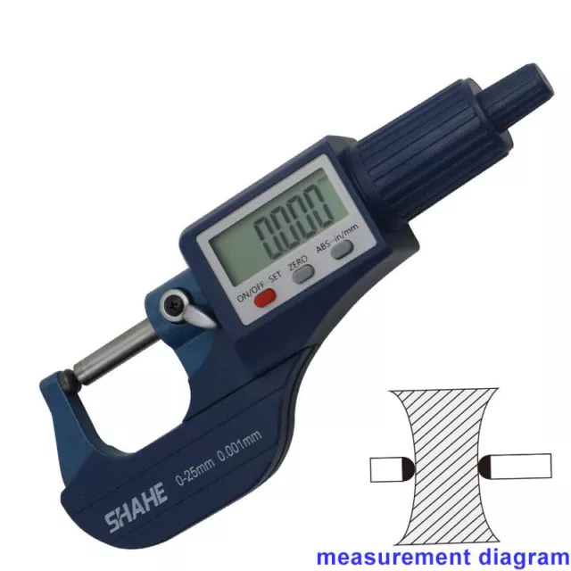 SHAHE 0.001mm Tube Digital Outside Micrometer with Double Round 0-25mm