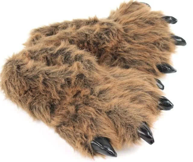 GRIZZLY BEAR PAW Slippers - Furry Animal Feet Claw Slippers for Men and ...