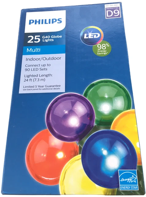 Philips 25ct christmas led g40 string lights multicolored clearance