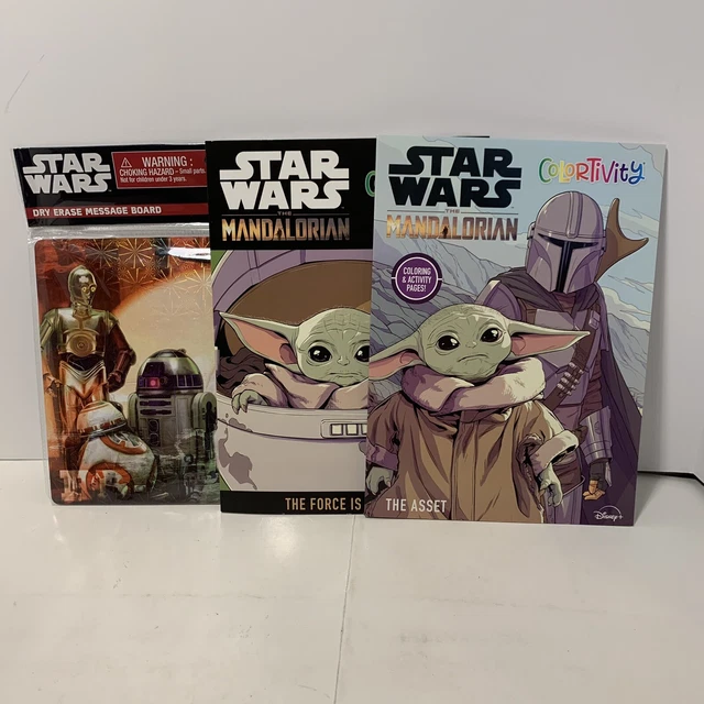 2 Star Wars The Mandalorian  Grogu Coloring & Activity Books + Dry Erase Board