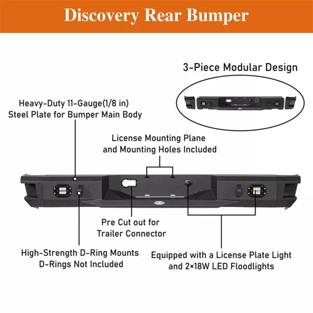 Hooke Road Steel Front Bumper w/Winch Plate OR Rear Bumper for Tundra 2007-2013