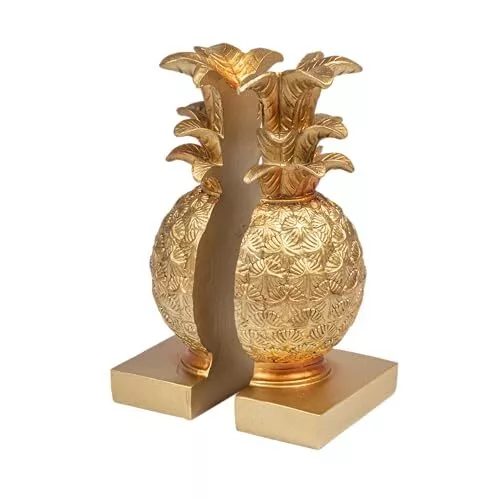 Creative Co-op DA7076 Pineapple Shaped Gold Resin Bookends (Set of 2 Pieces)