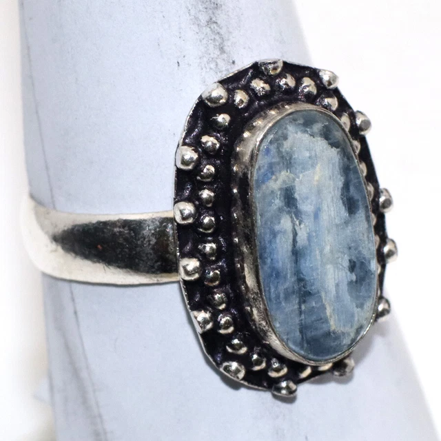 Bague Réglable En Argent 925 Avec Cyanite Naturelle 11 Carats - Neuf Sans Emballage