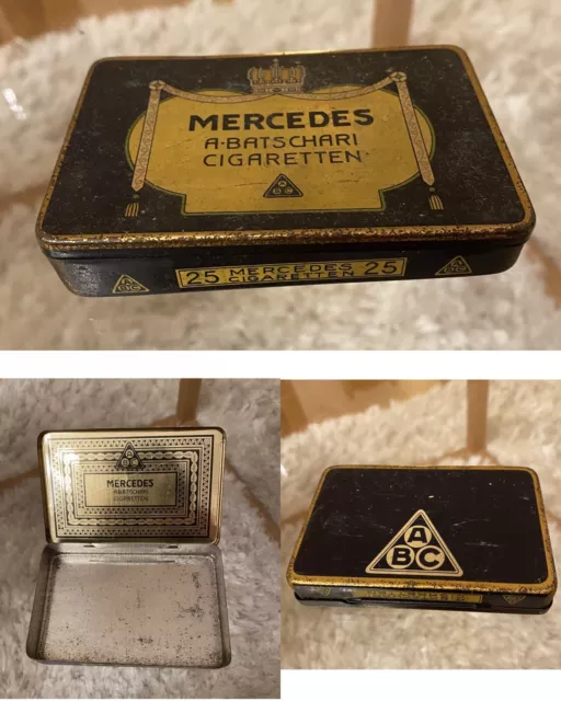 Alte Blechdose MERCEDES A. Batschari Cigaretten ABC 11 x 7 cm