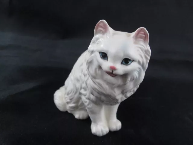 Persian White Cat Kitten Blue Eyes 3 1/2 Tall 1950s Estate Collection Vintage 3