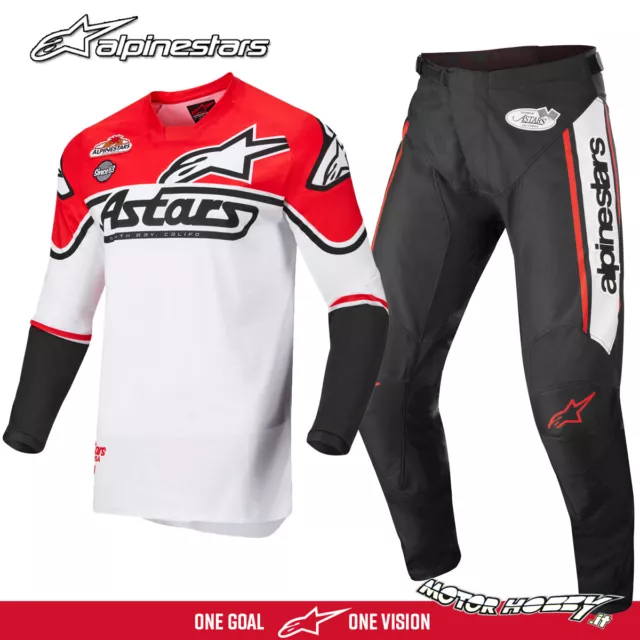 Completo Cross Enduro Alpinestars Racer Flagship Black White Red Fluo