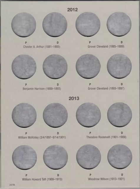 1 Harris Coin Folder 2278 Collection For P&D Presidential Dollars No.2 2012-Date 2