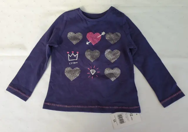 BNWT Mothercare 9 - 12 Months Long Sleeved Blue Top Hearts and Crown Design