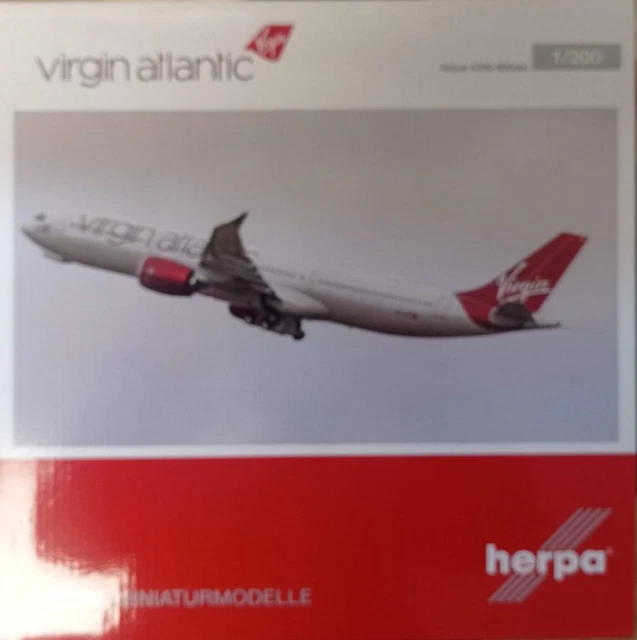 Herpa Maquette Avion Virgin Atlantic A330-900neo – Échelle 1/200, Figurine Plastique, Pièce Collection