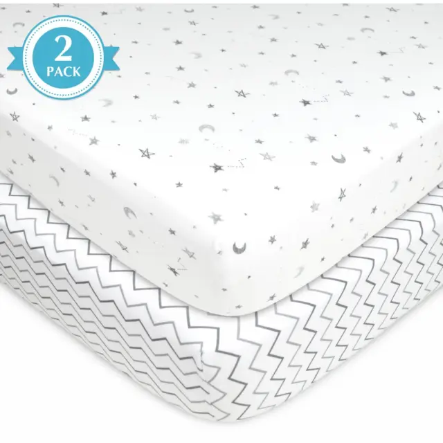 Sábanas ajustadas de algodón blanco: ropa de cama suave y acogedora para cuna de American Baby Company