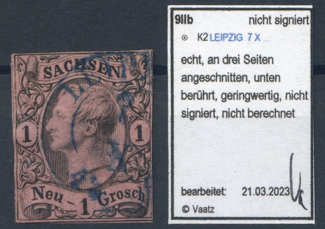 =Sachsen Mi.Nr.9 IIb gestempelt überprüft Vaatz BPP - lesen!=