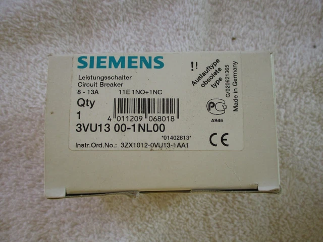 NIB Siemens Circuit Breaker 8-13A        3VU1300-1NL00