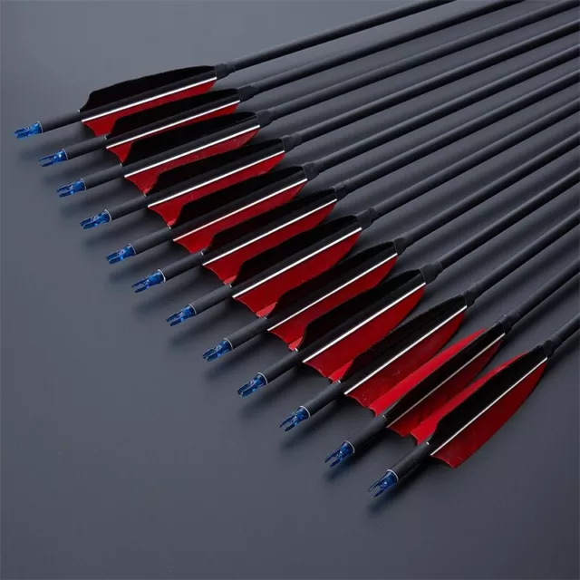 Archery 30" Carbon Arrows Real Feathers for Compound Recurve Bow Hunting Target