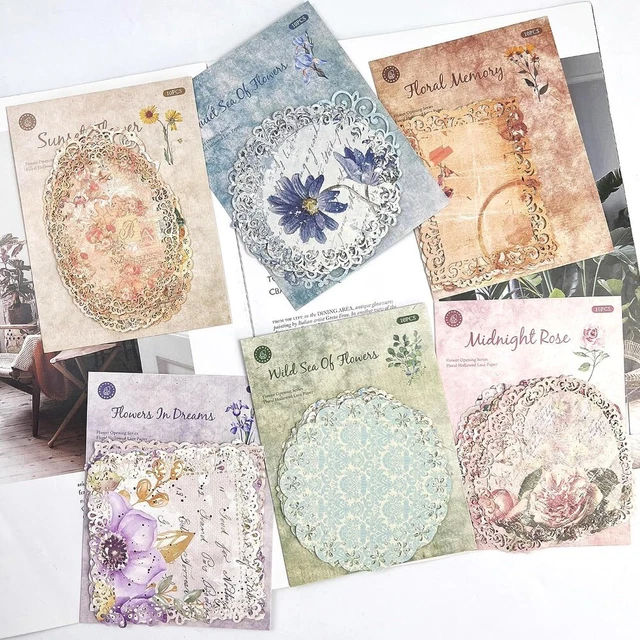 40 Papiers Dentelle Scrapbooking | Motifs Fleurs, Papillons Pour Cartes DIY, Albums