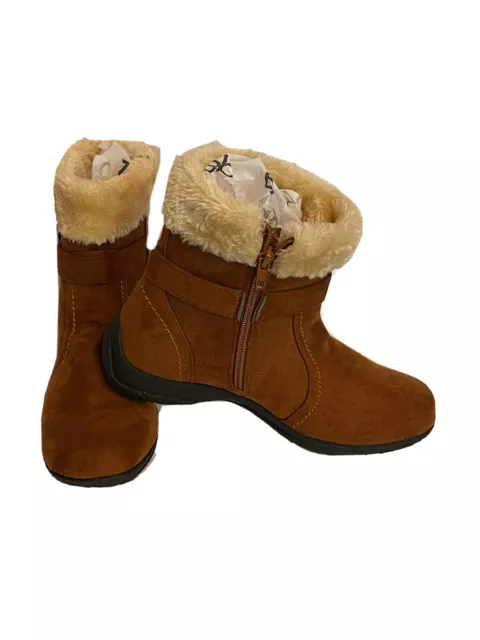 Judith  Tori Winter Snow Boots Brown Faux Fur Suede Side Zip Ankle Womens 7M New