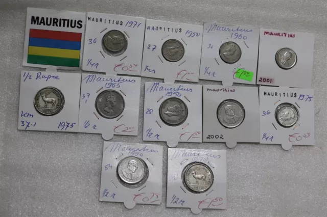 Mauritius - 11 Coins Lot Mostly Colonial B49 #1765