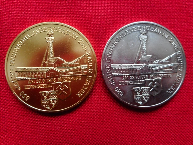 2 Medaillen 680 Jahre Steinkohlenbergbau im Zwickauer Land 1989
