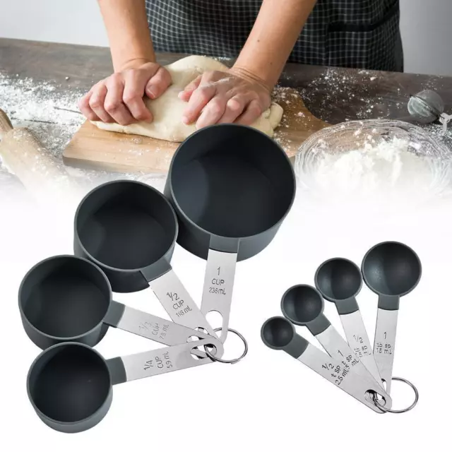 4xStainless Steel Measuring Cups Spoons Kitchen Baking Tools Set Cooking G1R9