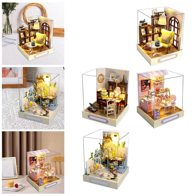 CREATIVE MINIATURE WOOD Dollhouse Furniture Set Cottage DIY for Girls