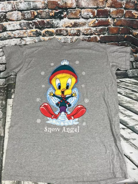 Vtg 1999 Looney Tunes Twitty Snow Angel Sleep Shirt One Size