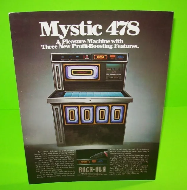 Rock Ola Model 478 Mystic Jukebox FLYER 1978 Original Phonograph Music Promo