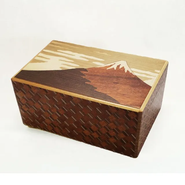 Yosegi Hakone Secret Wooden Puzzle Box 21 Step Gimmick Mt. Fuji New from Japan