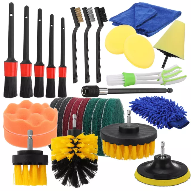 Kit Brosse Détail De Voiture 30 Pièces Outil Nettoyage D'écart De Roue Intérieur