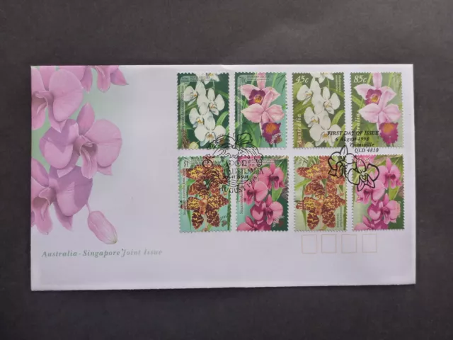 Australia-Singapore 1998 Joint Issue Orchids Set 8 Stamps Fdc- 2 Diff Postmarks