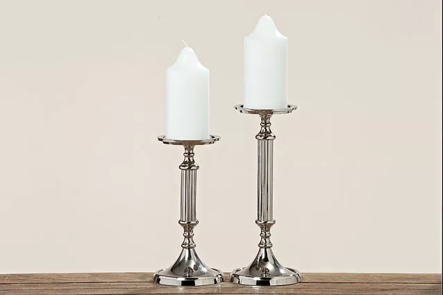 Kerzenleuchter Tolya 23-28 cm silberfarben Kerzenhalter Tischdekoration Leuchter