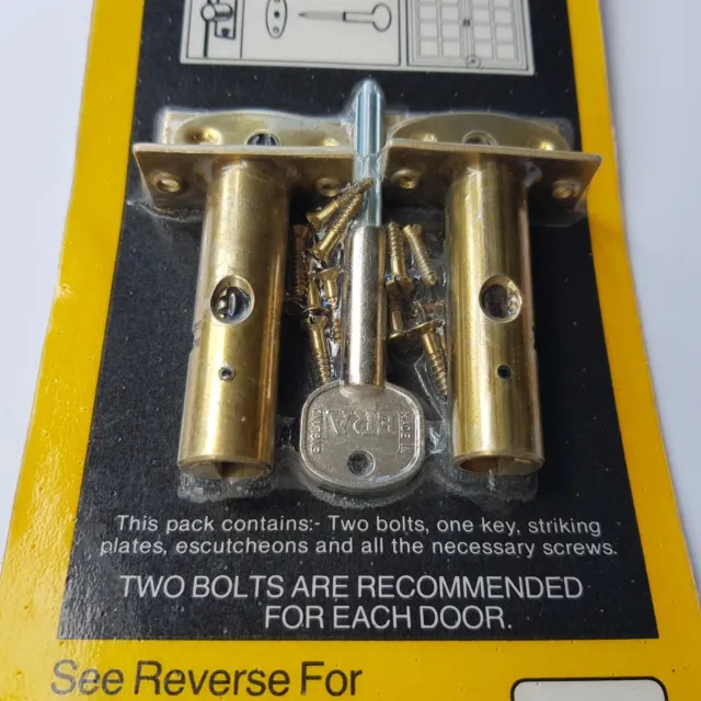 Wickes Security Door Bolts 2-pack patio home business french doors key brass 2