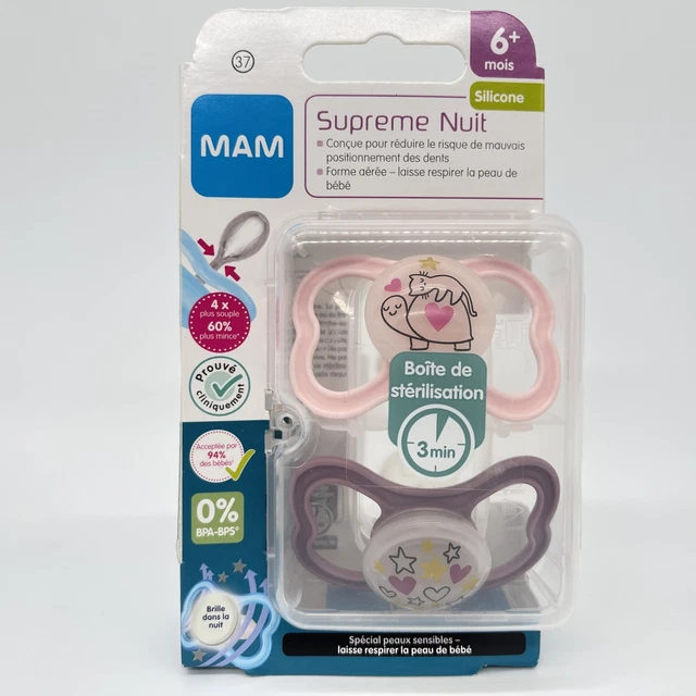 MAM Supreme Night Set mit 2 Silikonschnullern ab 6 Monaten – Leuchtendes Schnull