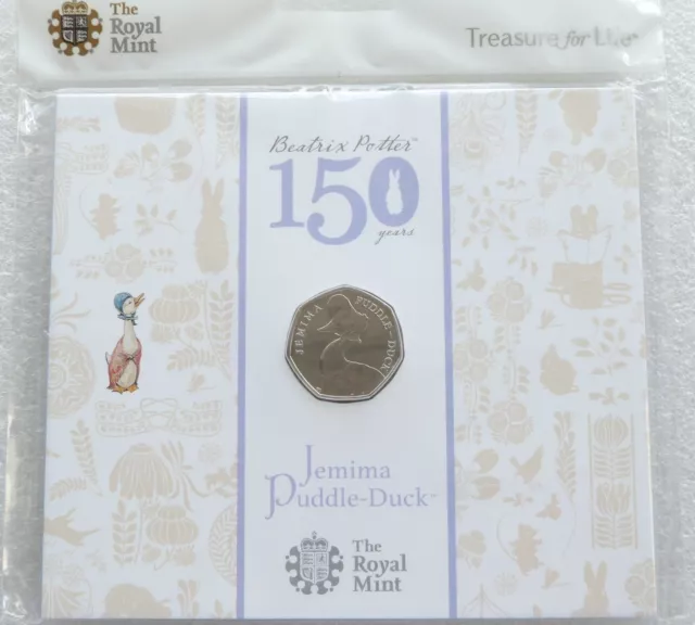 2016 Royal Mint Beatrix Potter Jemima Puddle-Duck 50p Fifty Pence Coin Pack Unc