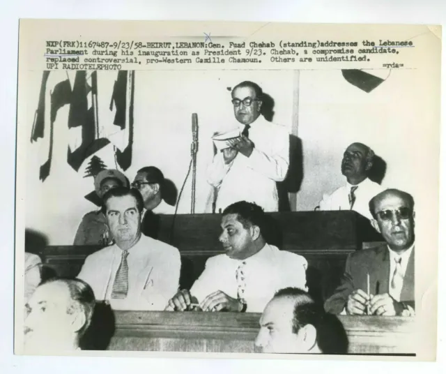 Beirut Lebanon Photo Fuad Chehab Parliament President 1958 Original Vintage 7X9