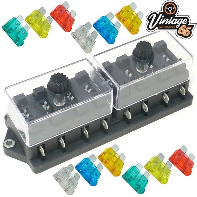 VINTAGE & CLASSIC Car Universal 8 Gang Way Blade Fuse Box Fuse Holder