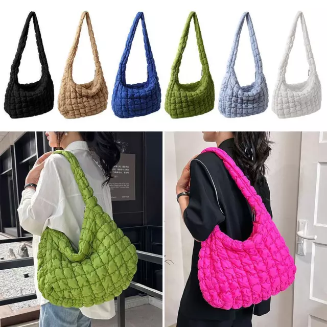 Crossbody Purse Puffer Tote Bag Padding Shoulder Bag Quilted Tote Bag for Women