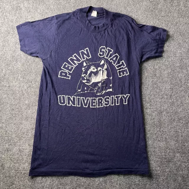 Vtg 1980s Penn State Psu Nittany Lions Tshirt Mens S Single Stitch Tee Blue 80s