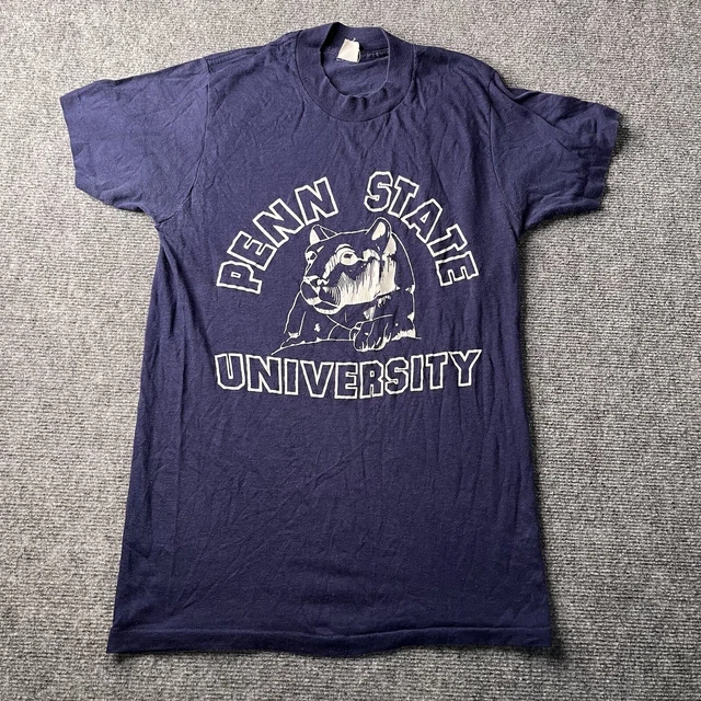 Vtg 1980s Penn State Psu Nittany Lions Tshirt Mens S Single Stitch Tee Blue 80s