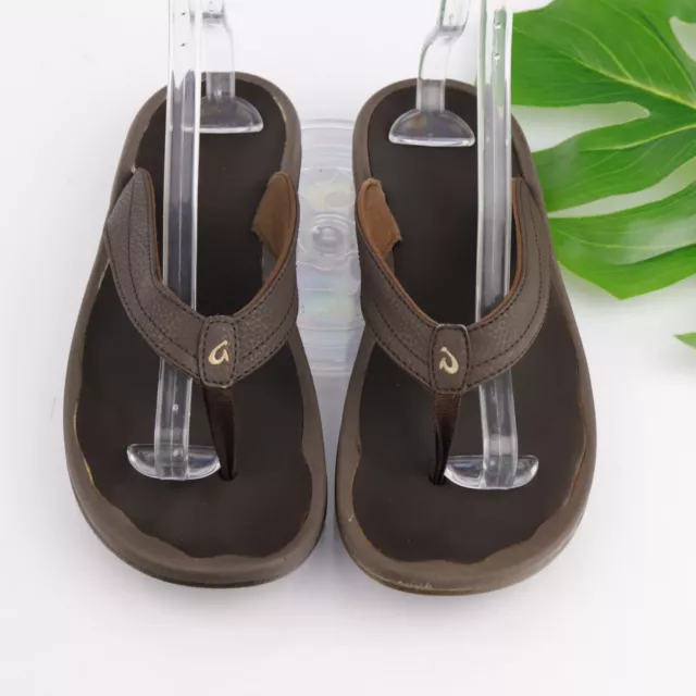 OluKai Women's Ohana Sandal Size 10 Thong Flip Flop Beach Slide Brown Leather