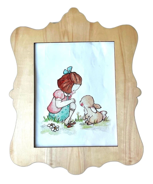 Girl w/ Bunny Childrens Nursery Print Picture Loxly Hollow Elisabeth Zuniga 2013