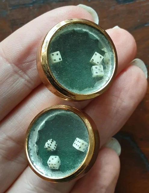 Novelty Pair Victorian Gaming Dice Shaker Cufflinks Stud Button Miniature