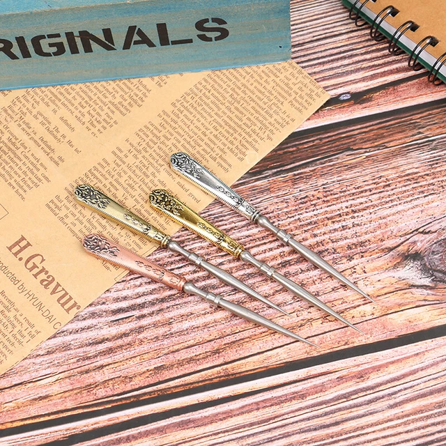 Vintage Sewing Kit With Scissors, Thimble And Awl Stock Photo