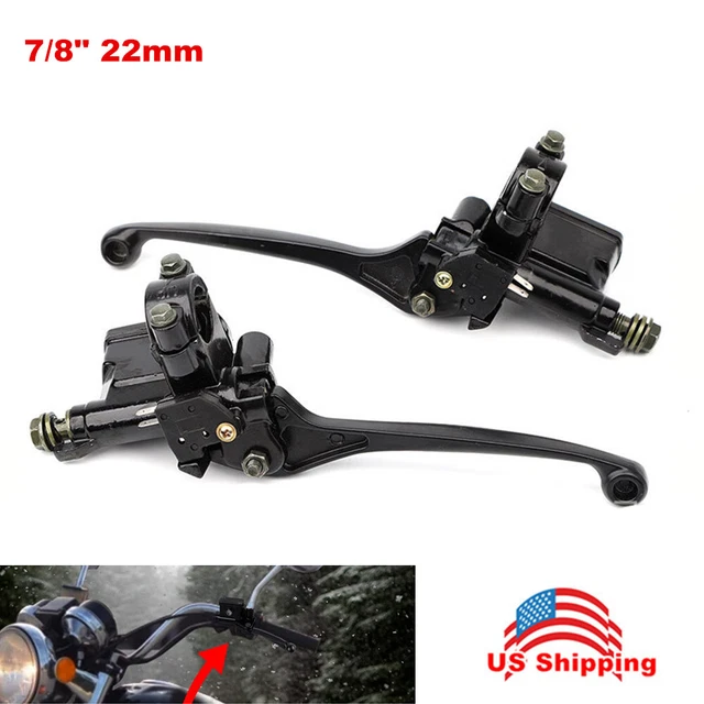 Pair 7/8" 22mm Motorcycle Hydraulic Brake Clutch Master Cylinder Levers Aluminum