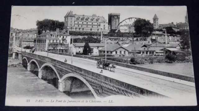 CPA CARTE POSTALE 1909 PAU PYRENEES ATLANTIQUES 64 PONT DE JURANCON  et CHATEAU